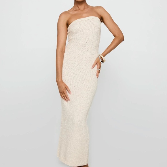 Princess Polly Dresses & Skirts - Princess Polly Strapless Cream Knit Maxi Dress
